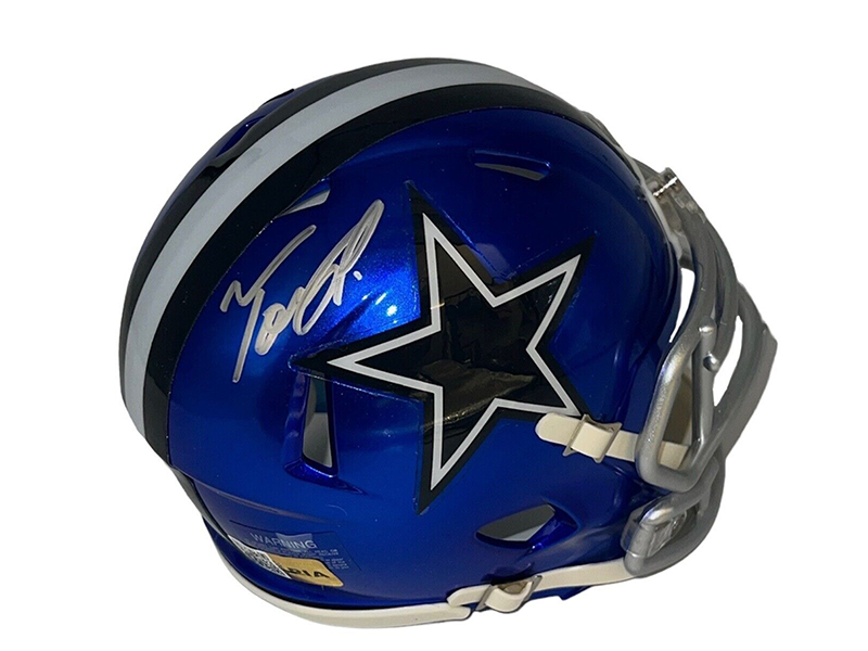 Tony Pollard Autographed Dallas Cowboys Flash Mini Helmet JSA