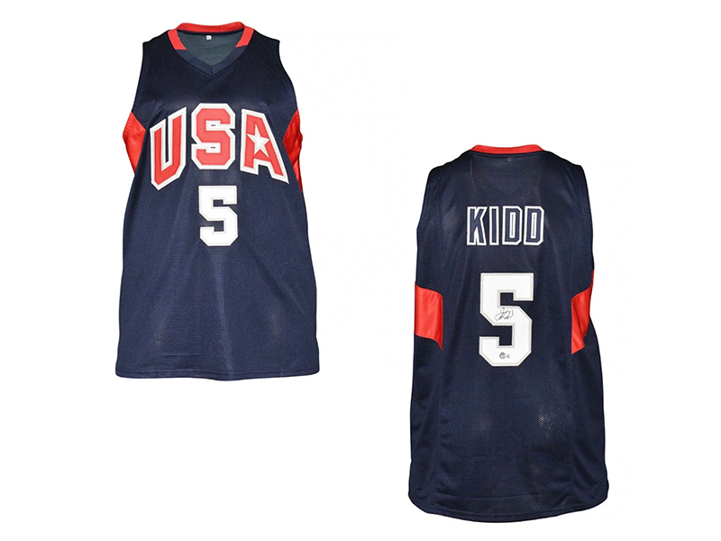 Jason Kidd USA Autographed Dark Blue Basketball Jersey Beckett