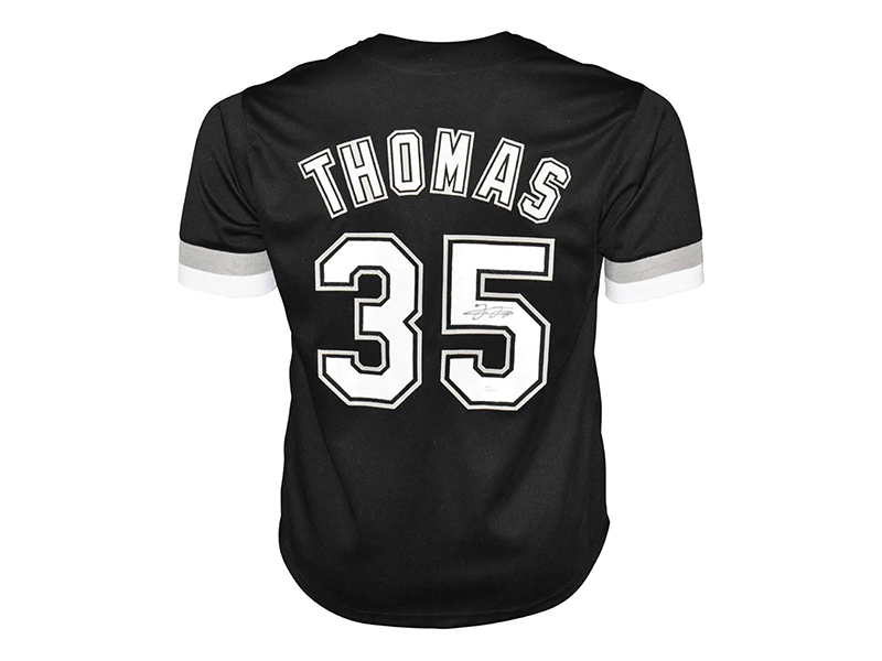 Frank Thomas Autographed Chicago Black Baseball Jersey (Beckett )