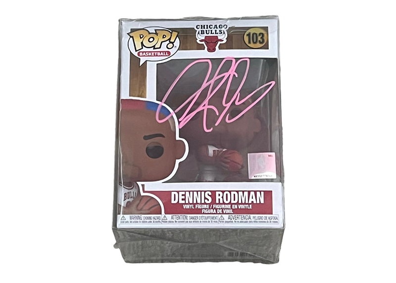 Dennis Rodman Signed Chicago bulls Funko POP Vinyl Figure Pink Signature JSA