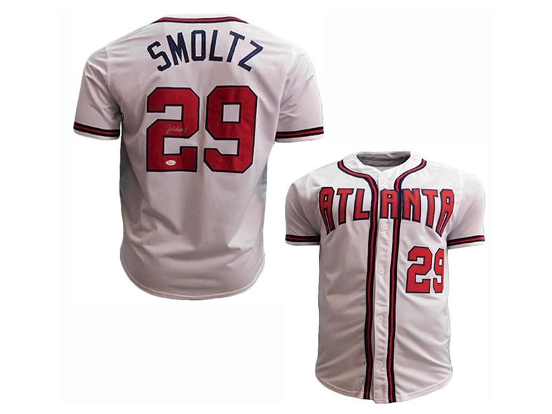 John Smoltz Autographed Pro Style White Throwback Baseball Jersey (JSA)