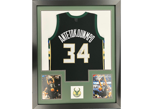 Milwaukee Bucks Giannis Antetokounmpo Autographed Framed Green