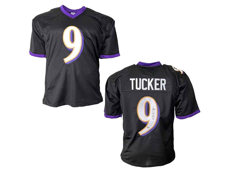 Justin Tucker Autographed Pro Style Purple Football Jersey (Beckett)