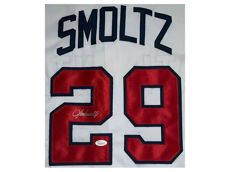 John Smoltz Autographed Pro Style White Throwback Baseball Jersey (JSA)