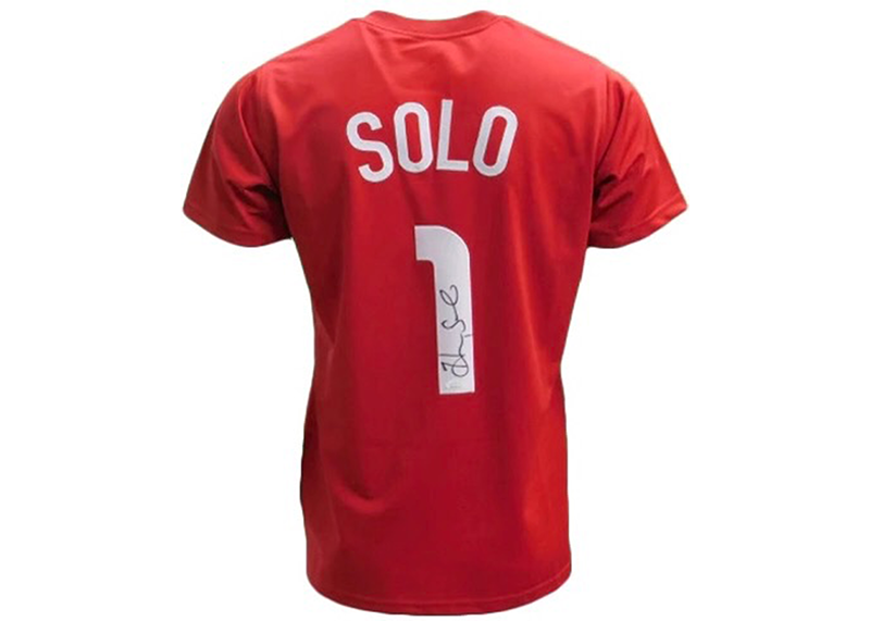 Hope Solo Autographed USA Soccer Jersey Red (JSA)