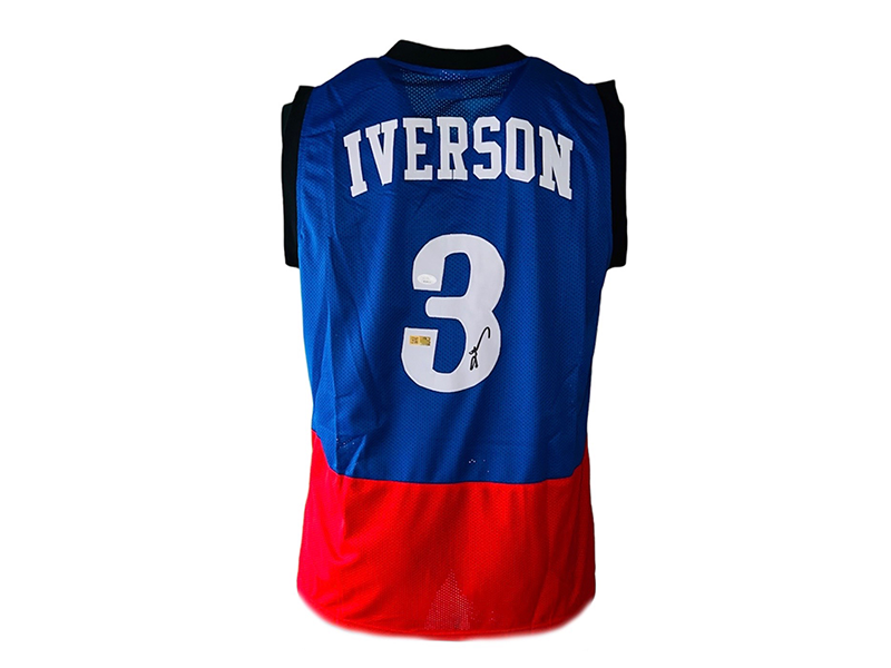 Allen Iverson Autographed Philadelphia Pro Blue 2-Tone Basketball Jersey (JSA)