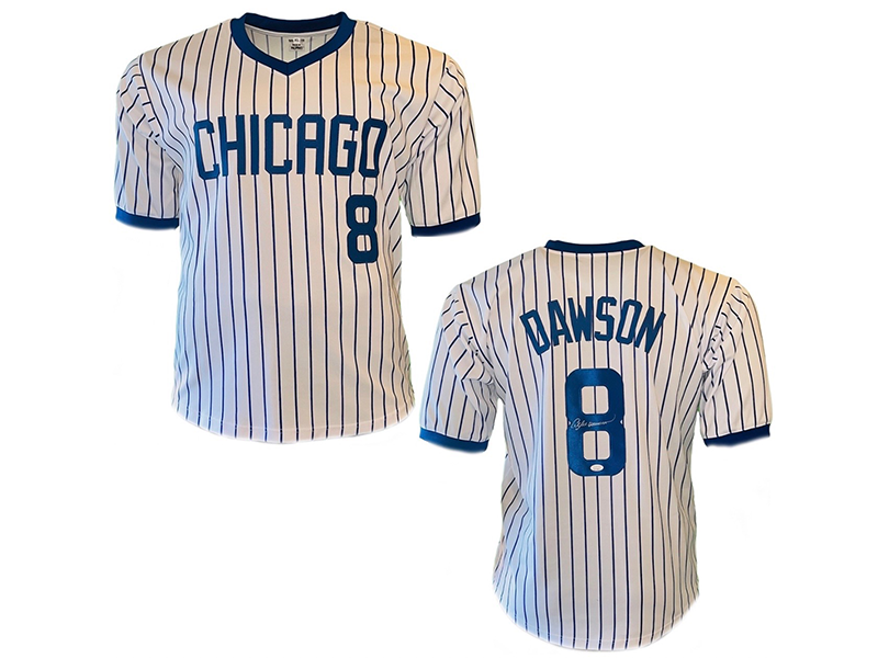 Andre Dawson Autographed Throwback Pro Style Baseball Jersey Pinstripe (JSA)