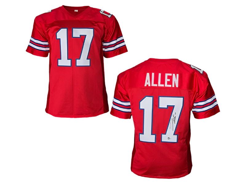 Josh Allen Autographed Pro Style Red Football Jersey Beckett