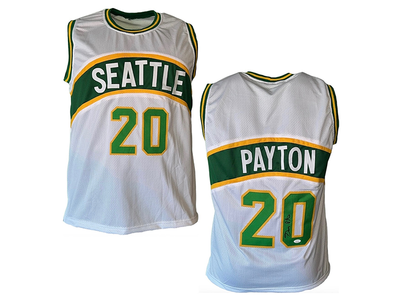 Gary Payton Autographed Seattle Pro Style White Basketball Jersey (JSA)