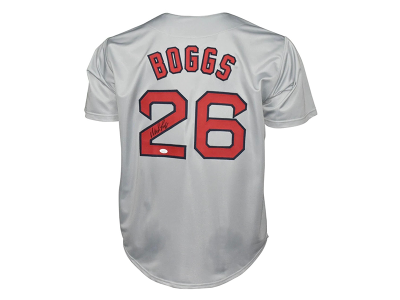 Wade Boggs Autographed Boston Gray Pro Style Baseball Jersey (JSA)