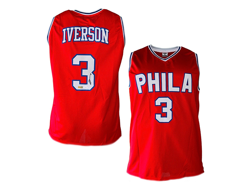 Allen Iverson Autographed Philadelphia Red Basketball Jersey (JSA)