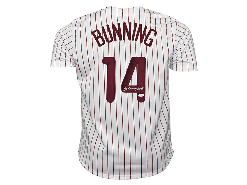 Jim Bunning Autographed Philadelphia Pro Pinstripe Baseball Jersey HOF 96 (JSA)