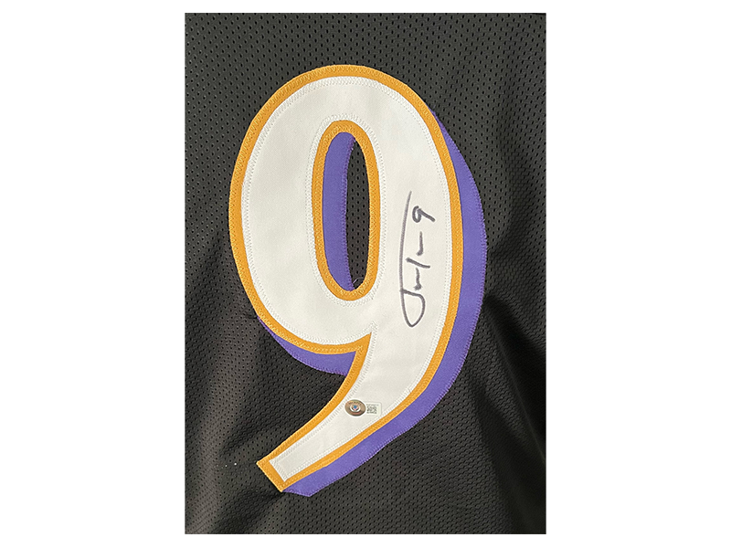 Justin Tucker Autographed Pro Style Purple Football Jersey (Beckett)