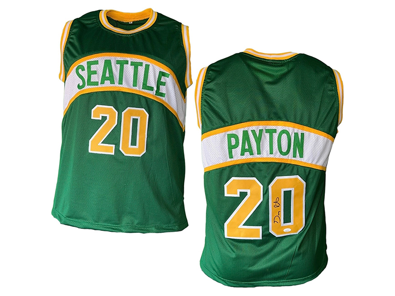 Gary Payton Autographed Seattle Green Basketball Jersey (JSA)