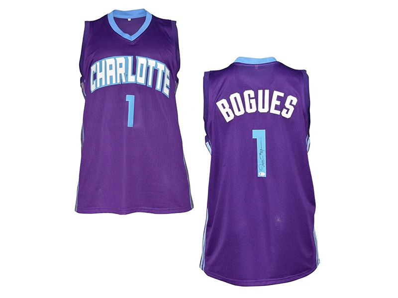 Muggsy Bogues Signed Charlotte Pro Purple Basketball Jersey (Beckett)