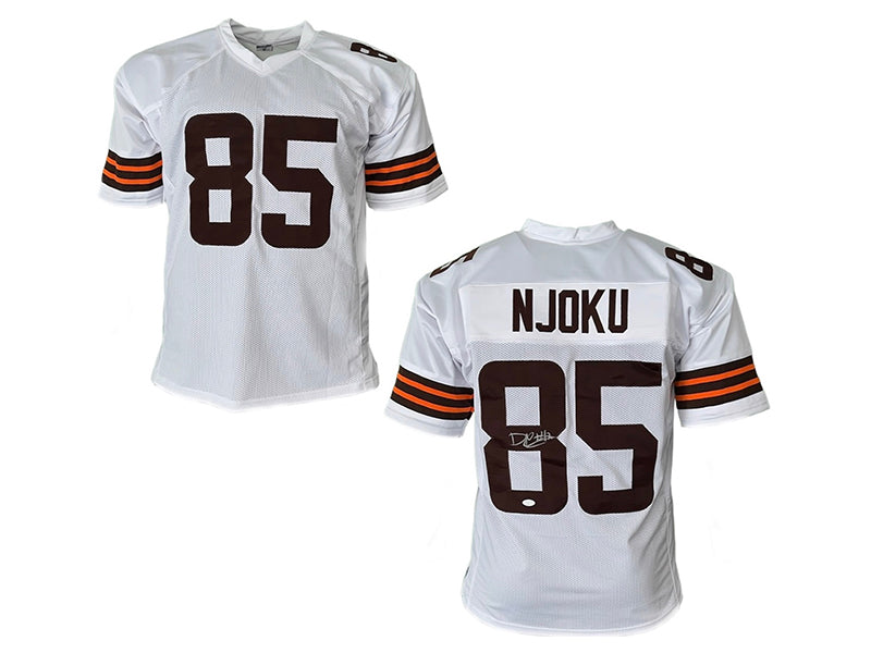 David Njoku Autographed Custom White Football Jersey (JSA)