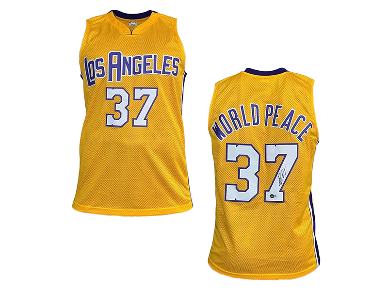 Ron Artest (World Peace) Autographed Yellow Basketball Jersey Beckett