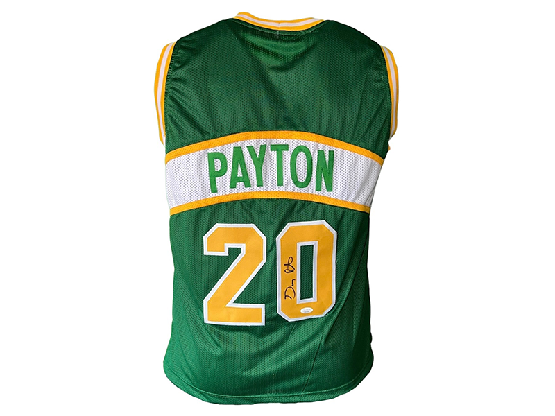 Gary Payton Autographed Seattle Green Basketball Jersey (JSA)