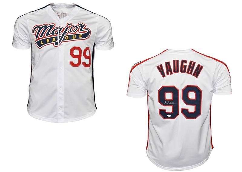 Charlie Sheen Autographed Major League Vaughn White Baseball Jersey (JSA)