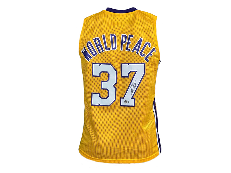 Ron Artest (World Peace) Autographed Yellow Basketball Jersey Beckett