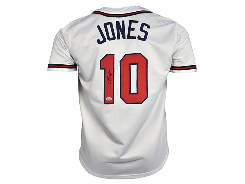 Chipper Jones Autographed Atlanta Pro Style Baseball Jersey White (JSA)