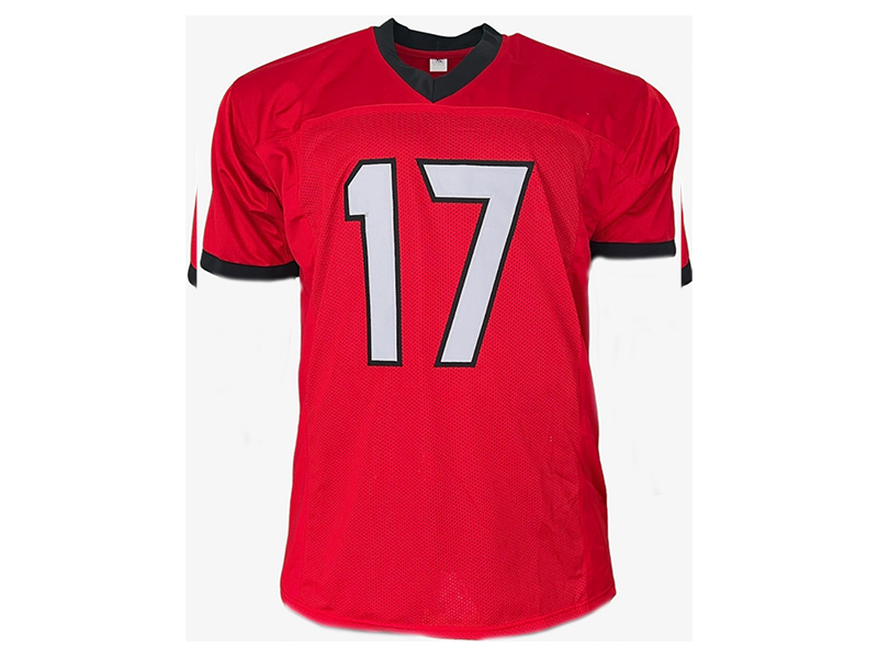 Nakobe Dean Autographed Collage Red Football Jersey (JSA