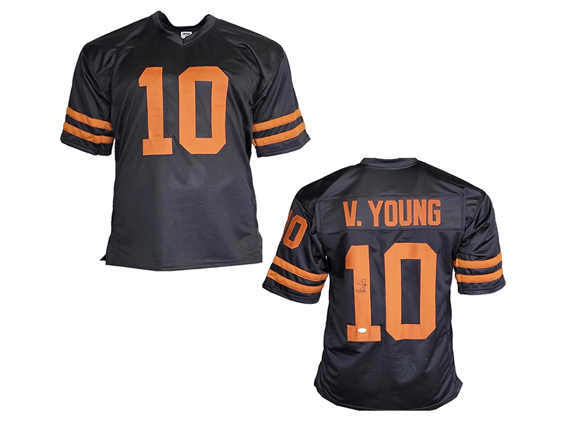 Vince Young Autograph￼ed Texas College Black Football Jersey (JSA)