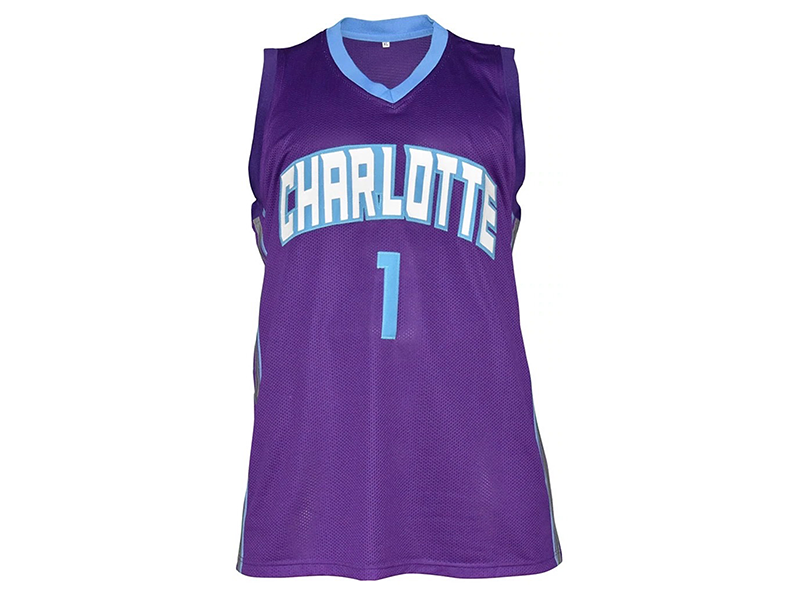Muggsy Bogues Signed Charlotte Pro Purple Basketball Jersey (Beckett)