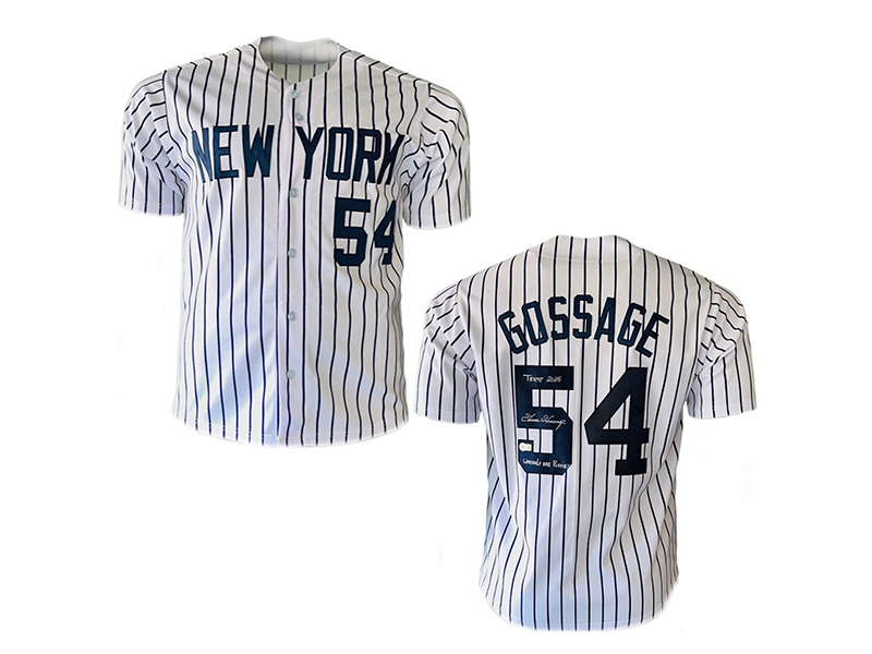 Goose Gossage Signed "Trump 2024" "Liberals are pussies" Inscription New York White Pinstripe Baseball Jersey (Beckett)