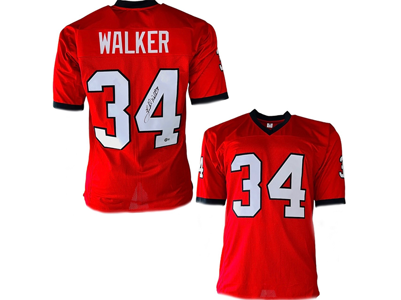 Herschel Walker Autographed College-Edition Red Football Jersey (Beckett)