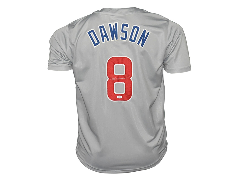 Autographed/Signed Andre Dawson Chicago Grey Baseball Jersey JSA