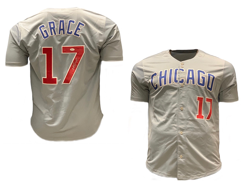 Mark Grace Autographed Pro Style Baseball Jersey Gray (JSA)