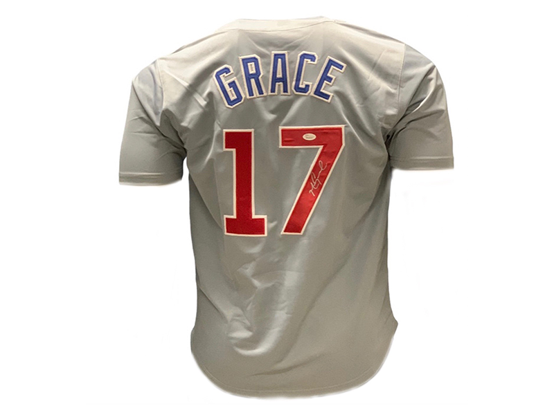 Mark Grace Autographed Pro Style Baseball Jersey Gray (JSA)