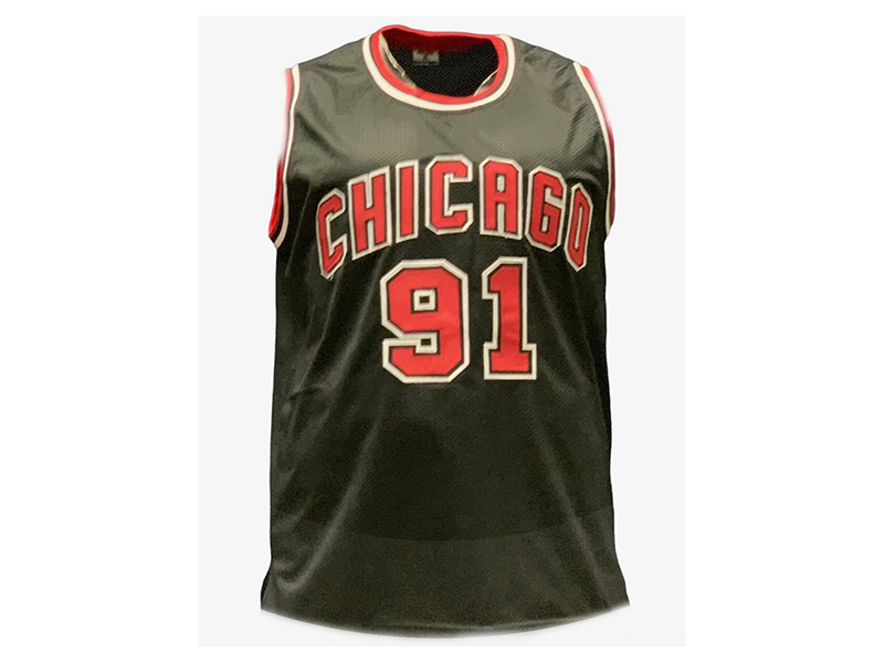 Dennis Rodman Autographed Chicago Pro Style Black Basketball Jersey (JSA)