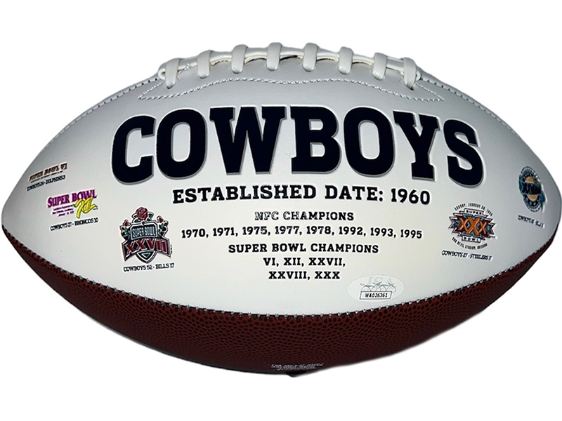 Ceedee Lamb Signed Dallas Cowboys Official NFL Team Logo White Football (JSA)