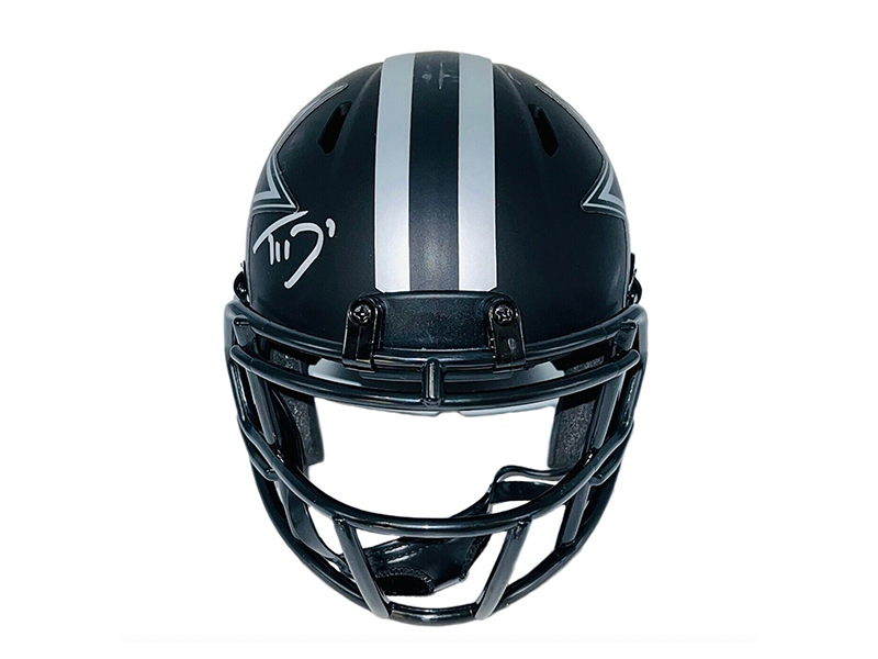 Trevon Diggs Dallas Cowboys Autographed Eclipse Black Mini Helmet JSA
