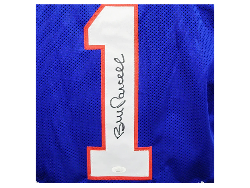 Bill Parcells Autographed New York Blue Stats Football Jersey (JSA)