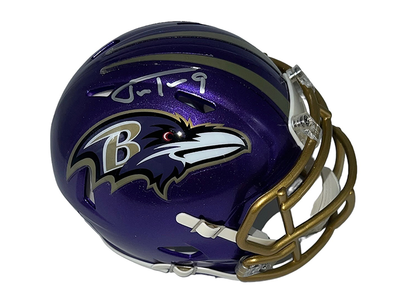 Justin Tucker Autographed Baltimore Ravens Flash Mini Football Helmet (Beckett)