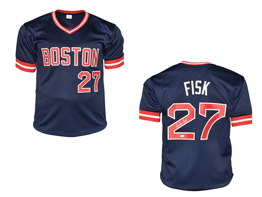 Boston Red Sox Carlton Fisk Autographed Framed Gray Jersey Beckett