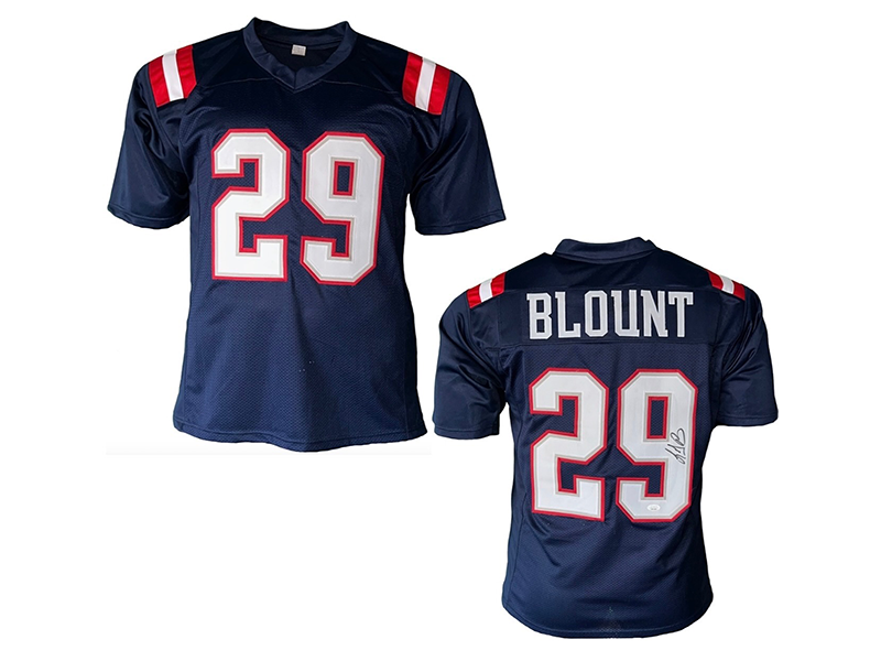 LeGarrette Blount Autographed New England Navy Blue Football Jersey JSA
