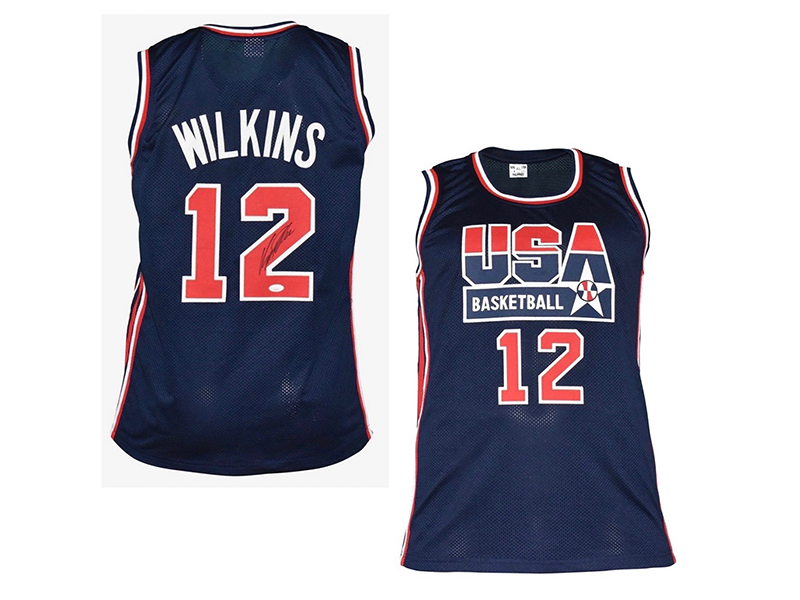 Dominique Wilkins Autographed USA Blue Basketball Jersey (JSA)