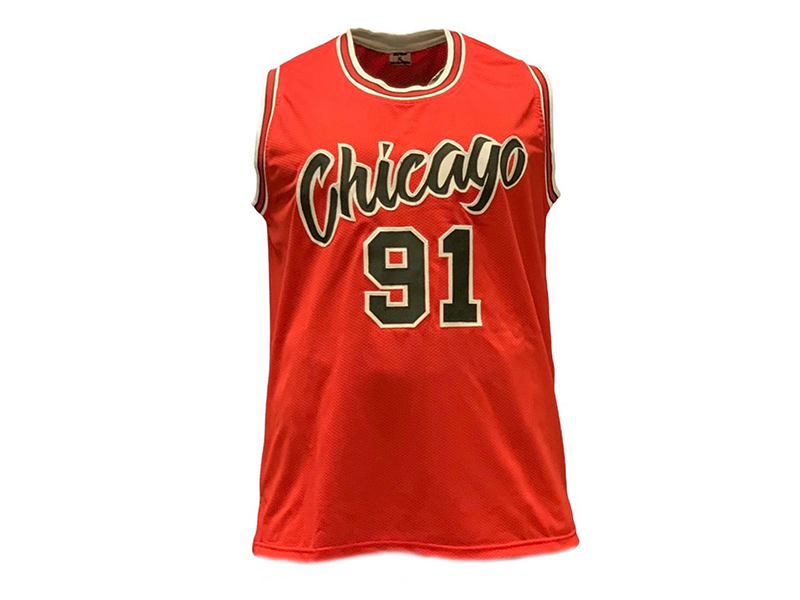 Dennis Rodman Autographed Chicago Pro Style Red Basketball Jersey