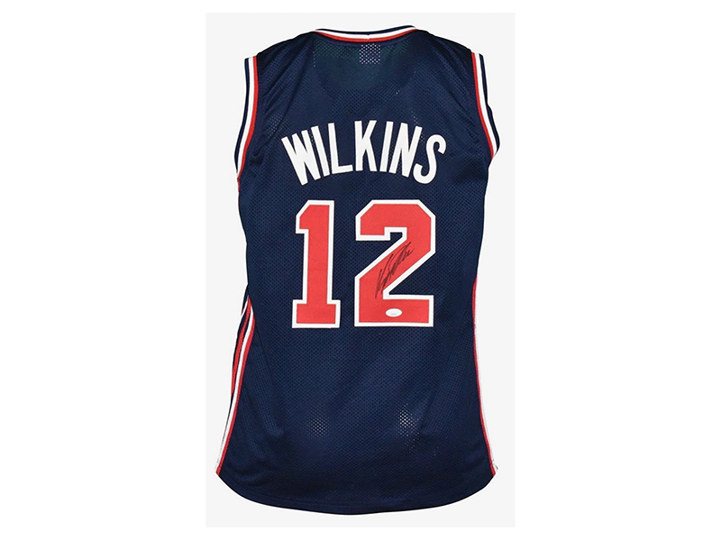 Dominique Wilkins Autographed USA Blue Basketball Jersey (JSA)
