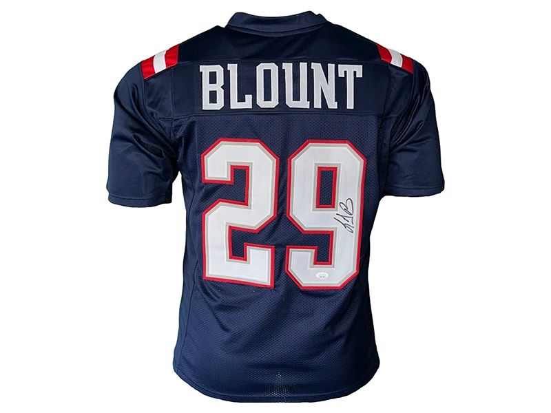 LeGarrette Blount Autographed New England Navy Blue Football Jersey JSA