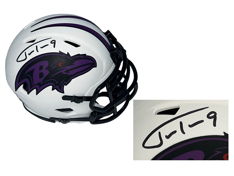 Justin Tucker Autographed Baltimore Ravens Lunar Mini Football Helmet (Beckett)