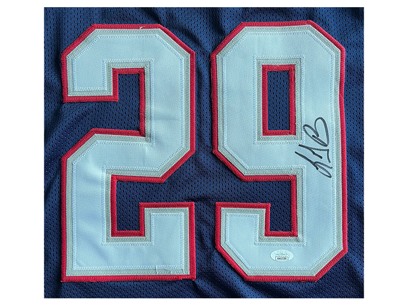 LeGarrette Blount Autographed New England Navy Blue Football Jersey JSA