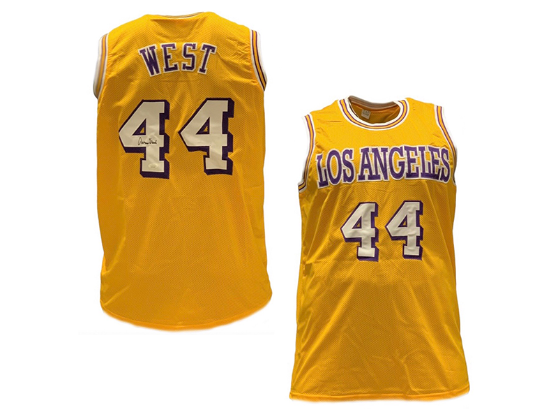 Jerry West Autographed Los Angeles Gold Basketball Jersey (JSA)