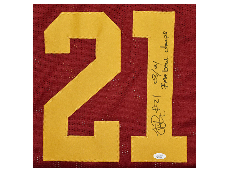 LenDale White Autographed 03-04 Rose Bowl Champs Inscription College Red Football Jersey (JSA)