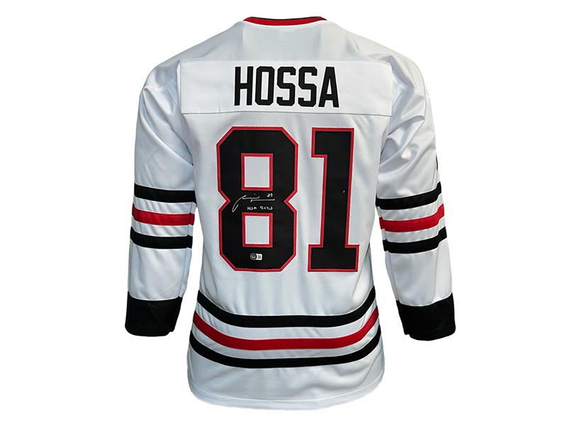Marián Hossa “HOF-2020” Insc Autographed White Chicago  Hockey Jersey Beckett