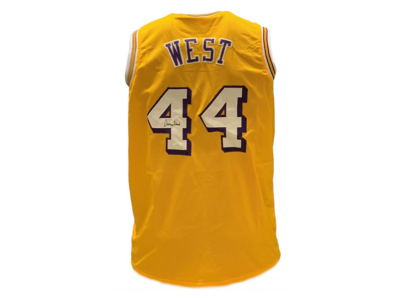 Jerry West Autographed Los Angeles Gold Basketball Jersey (JSA)